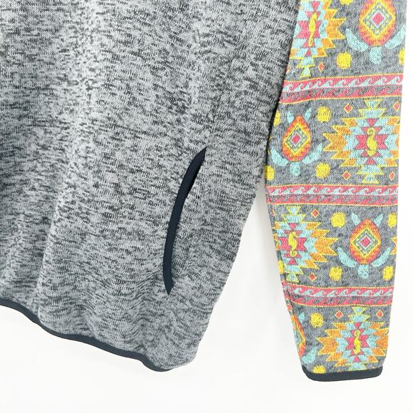 Simple Southern Women Aztec Turtle Seahorse Print Fleece Quarter Snap Pullover M - Picture 2 of 8